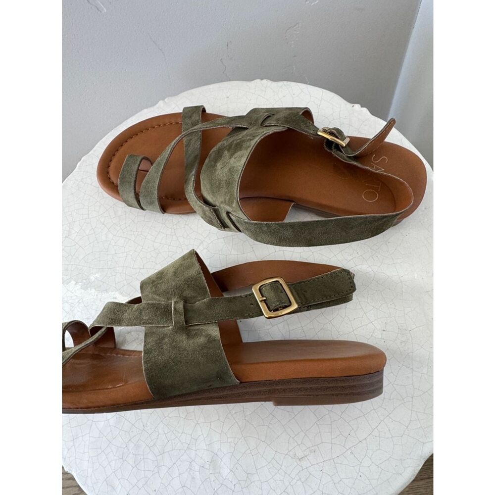 Franco Sarto Olive Green Suede Leather Cross-Strap Casual Women's Sandals Size 8 - Picture 10 of 10